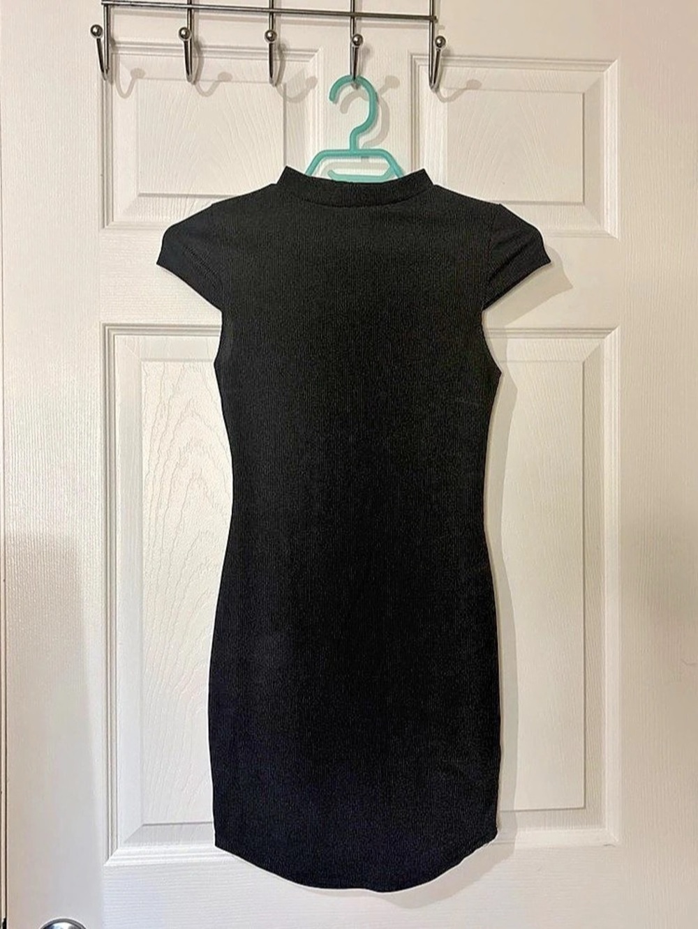 PrettyLittleThing Ribbed Mini Dress in Black Size 6